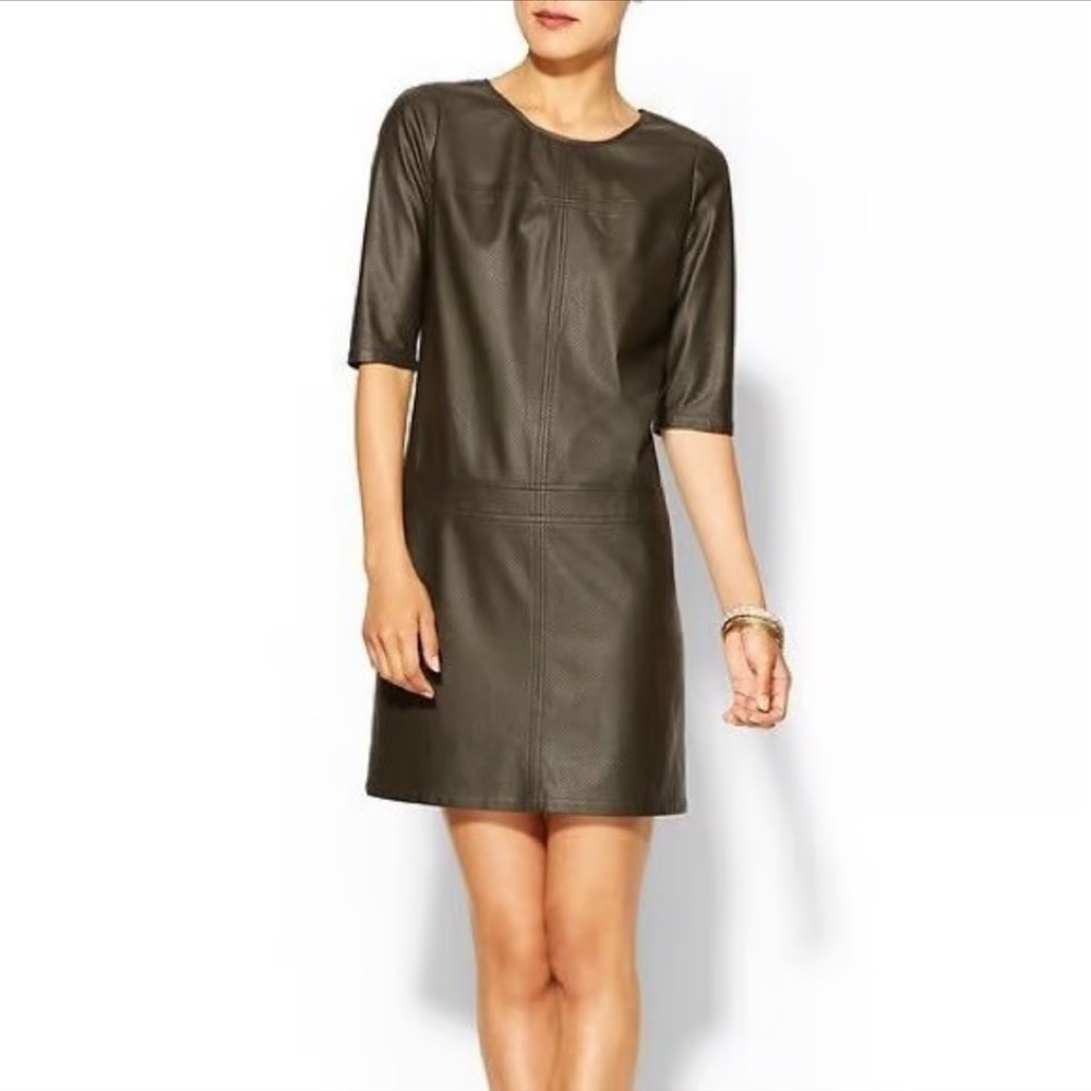 Tinley Road Olive Faux Leather Sheath Dress